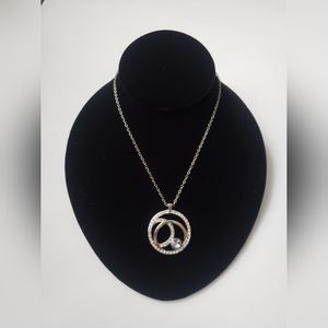 LVBYR Vintage Amethyst pendant and Necklace Crystal Rhinestones Sivler Tone